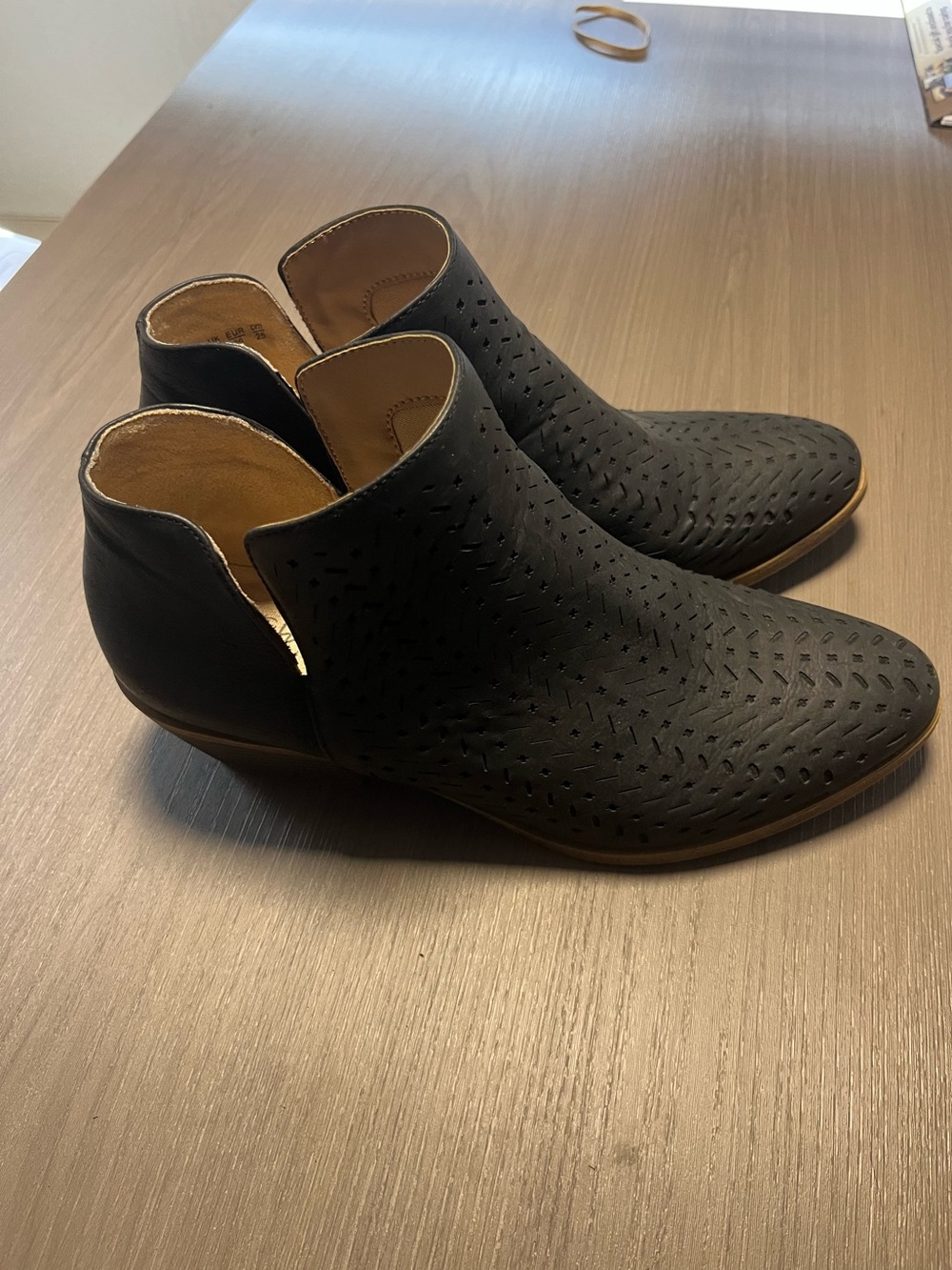 Women’s Black Perforated Ankle Boots
